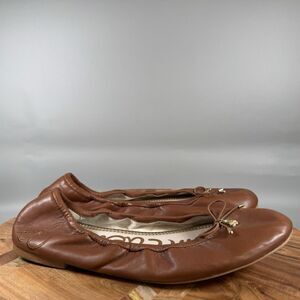 Sam Edelman Women Felicia Ballet Brown Leather Flats Sz 9 W